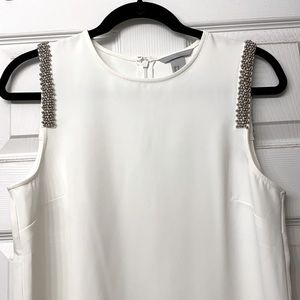 H&M White Beaded Tank Blouse